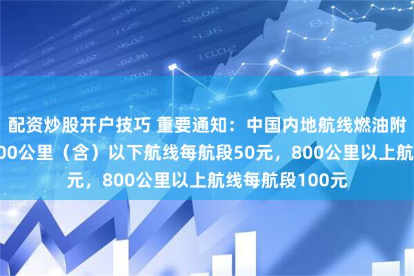 配资炒股开户技巧 重要通知:中国内地航线燃油附加费将下调,800公里(含)以下航线每航段50元,800公里以上航线每航段100元